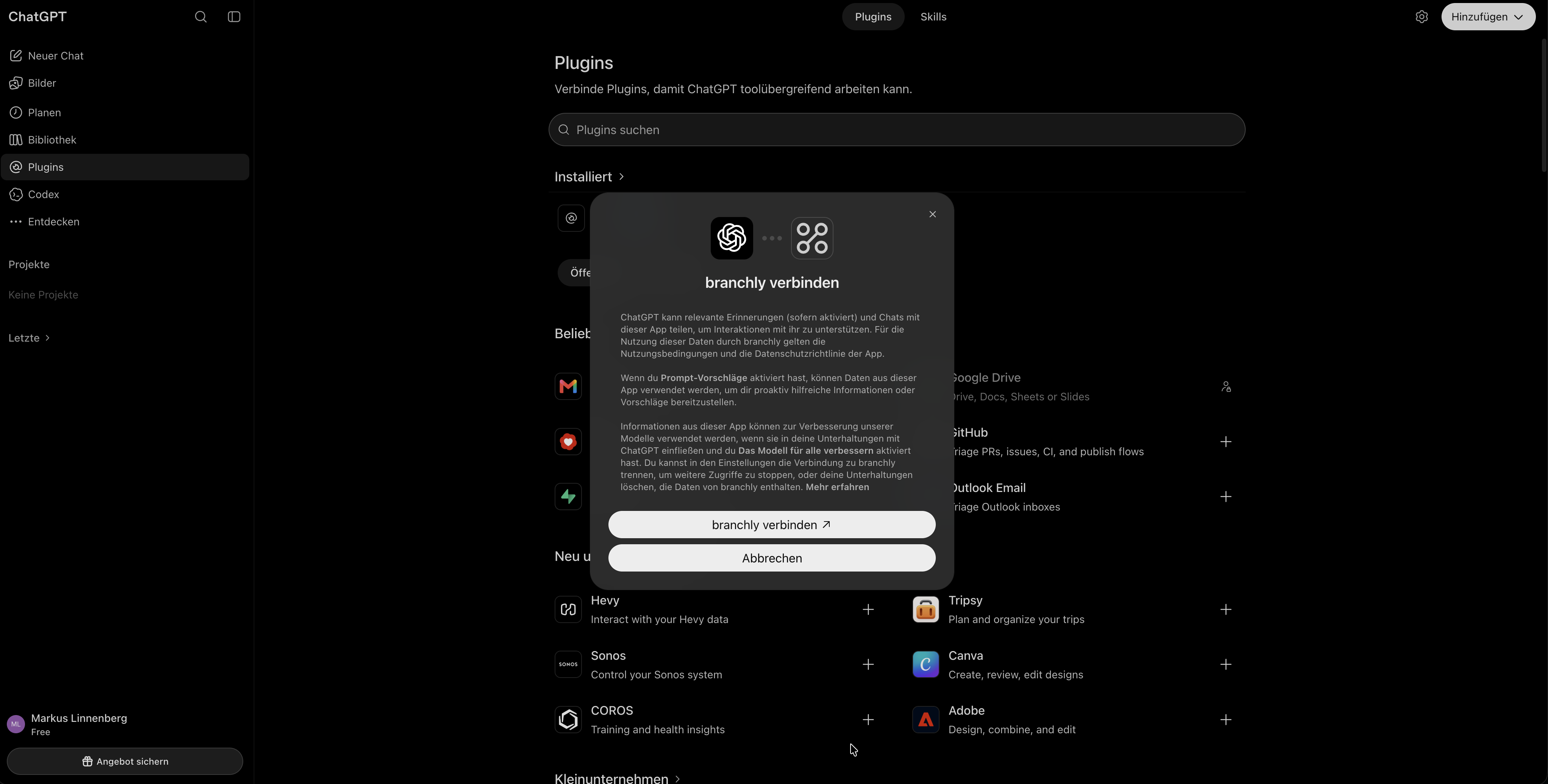 branchly OAuth-Verbindung initiieren